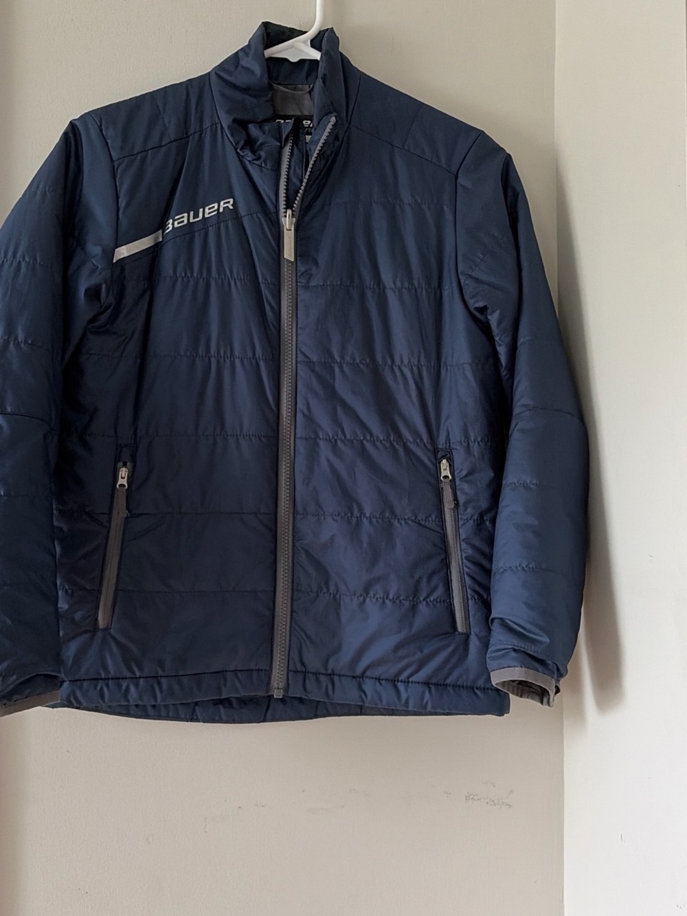 Bauer Navy Quilted Puffer Jacket with Contrast Zippers
